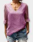 Blouse with Deep Neckline – Soft-Touch Statement Piece for Elegant Evenings or Weekend Styling