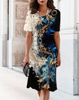 Round Neck Printed Straight Dress