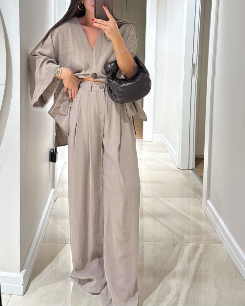 Comfortable V-Neck Casual Two-Piece Set