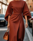 Elegant dress With Cap Sleeves and Belt
