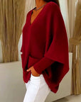 Long Sleeves With Pockets V-Neck Sweater