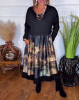 Casual Printed Long-Sleeved Dress