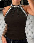 Elegant Sequined Knit Halter Top