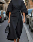 Elegant dress With Cap Sleeves and Belt