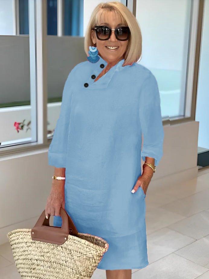 Stand Half Sleeves Dress