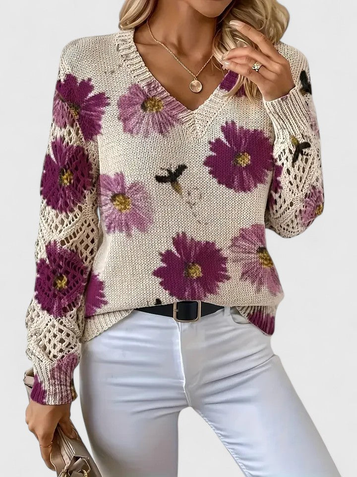 Elegant Floral Lightweight Sweater