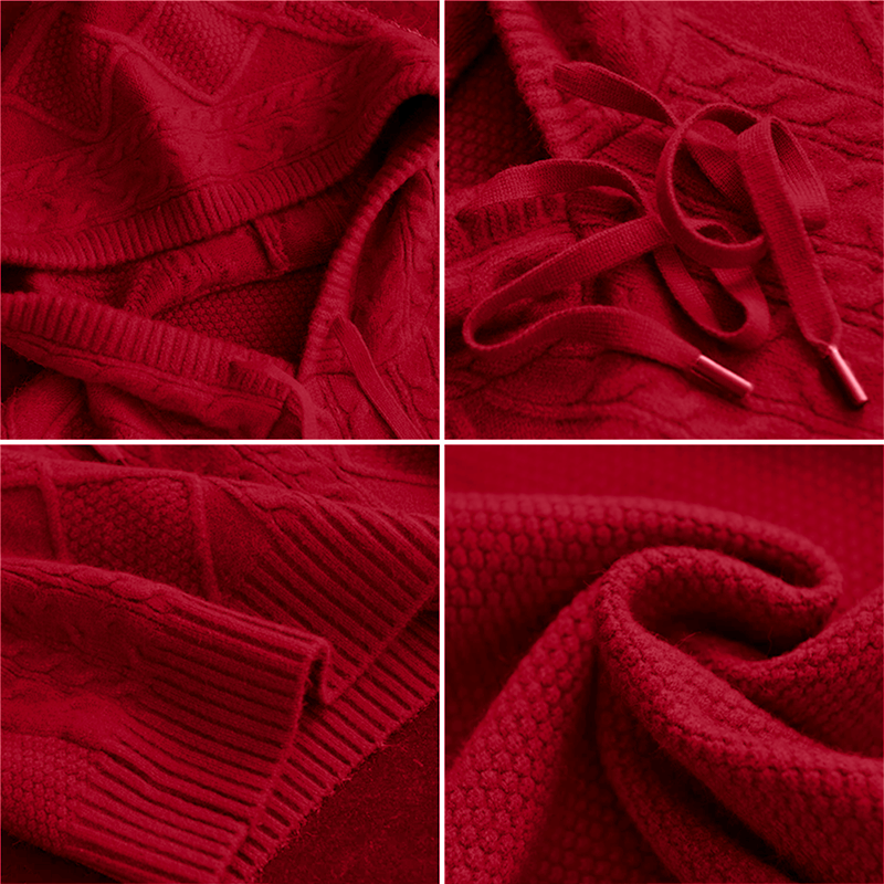 Jacquard Knit Hoodie Sweater