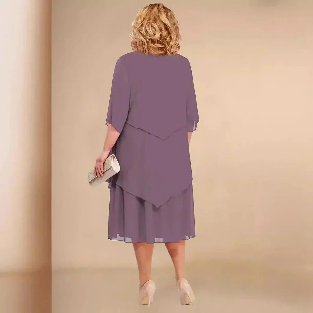 Refined Drape Midi Style Dress