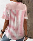 Classic Striped Button Up Blouse