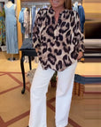 Leopard Print Half Button Blouse