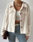 Collared Neck Button Up Cardigan with Decorative Pocket Flaps