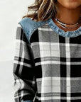 Plaid Patchwork Fashion Sweatshirt