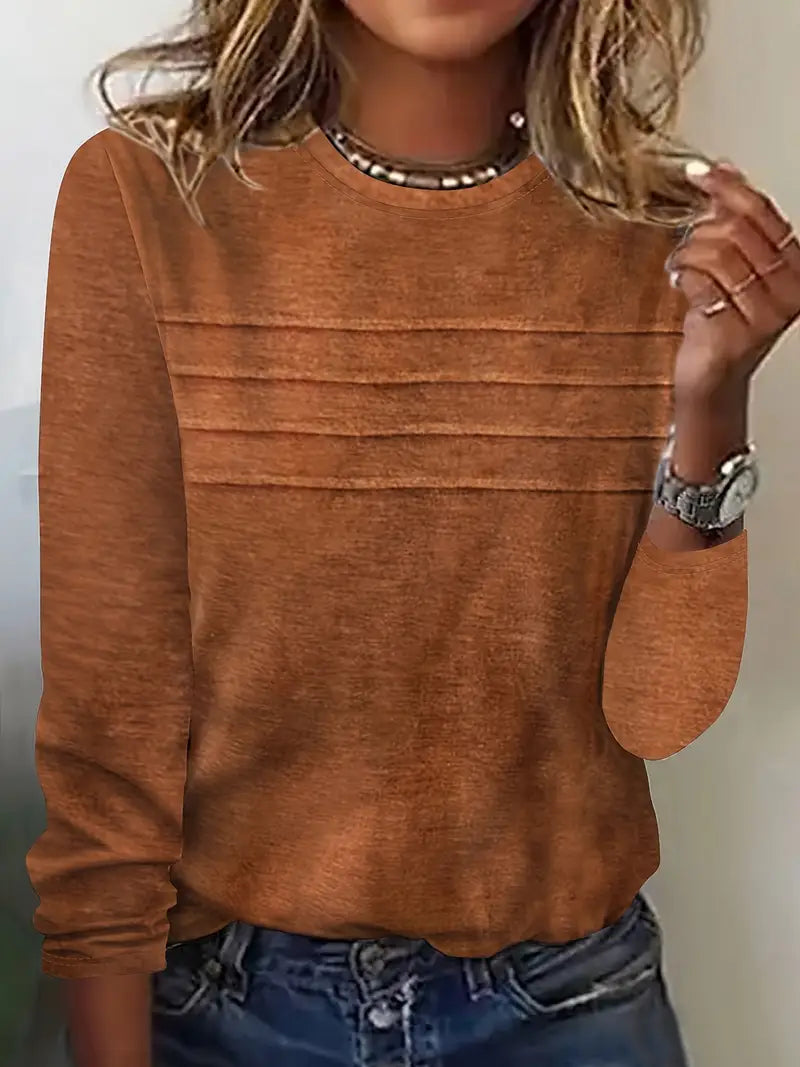 Casual Round Neck Long Sleeve Top