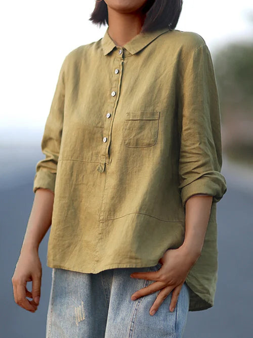 Elegant Button-Up Shirt With Flattering Coverage