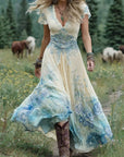 Elegant Maxi Dress With Floral Shades