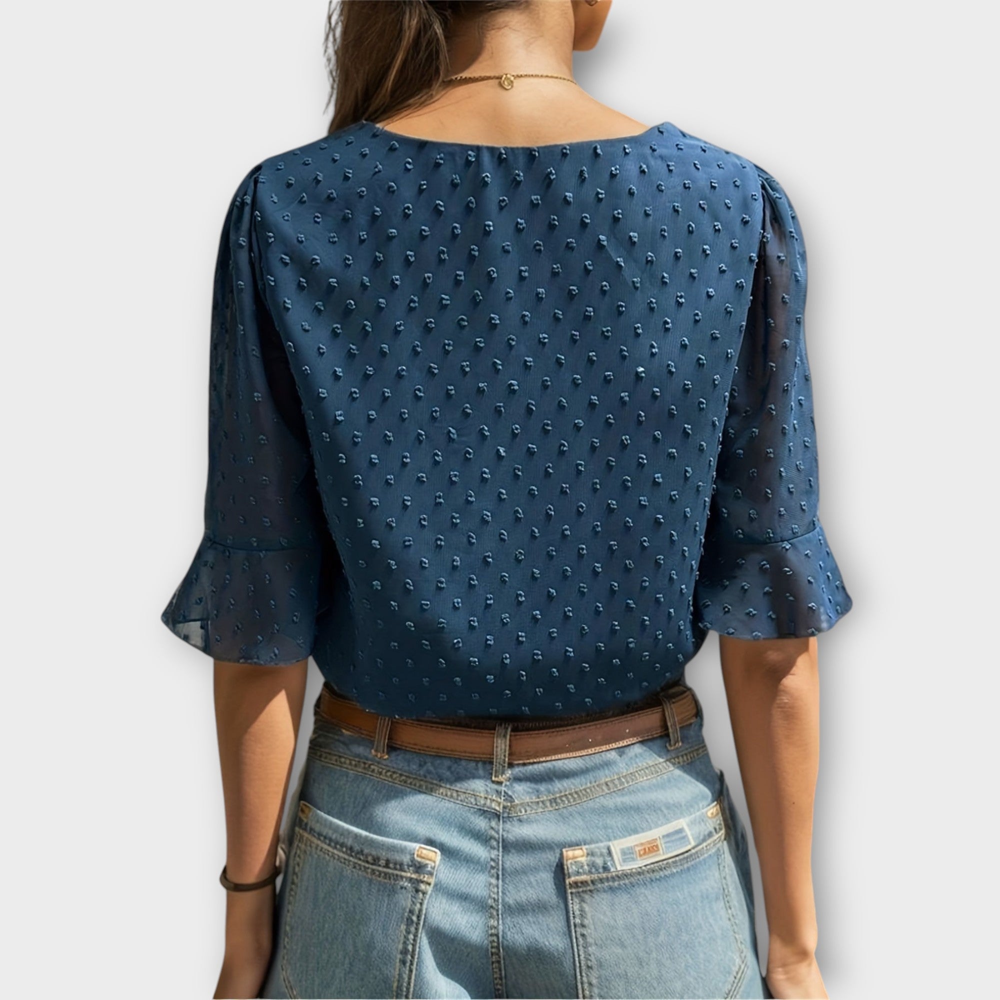 Blouse with Deep Neckline – Soft-Touch Statement Piece for Elegant Evenings or Weekend Styling
