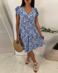 V-neck floral sleeveless midi dress
