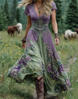 Elegant Maxi Dress With Floral Shades