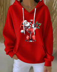 Santa Claus Wine Glass Printed Hoodie