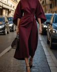 Elegant dress With Cap Sleeves and Belt