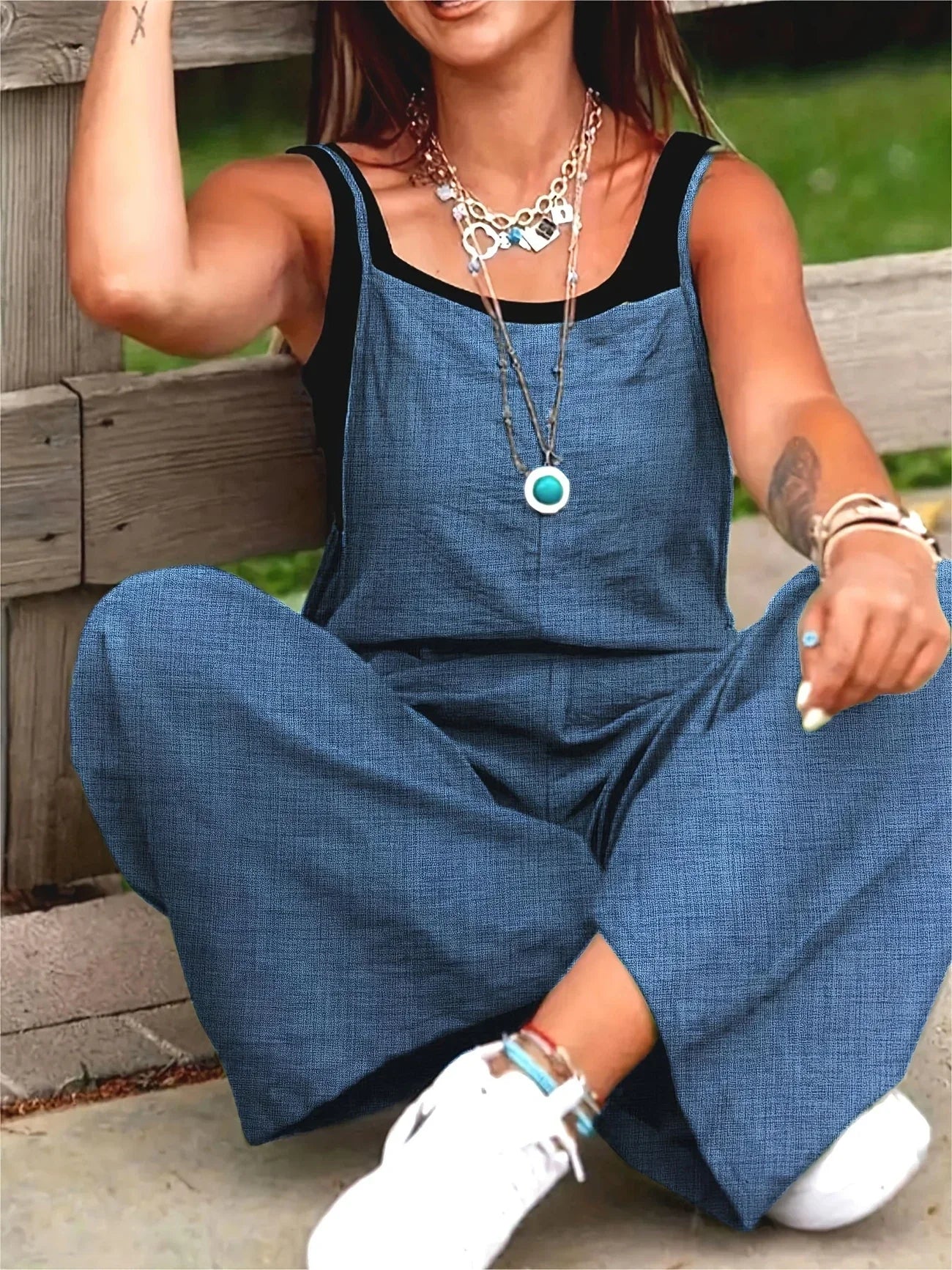 Casual Wide Leg Overalls With Pockets