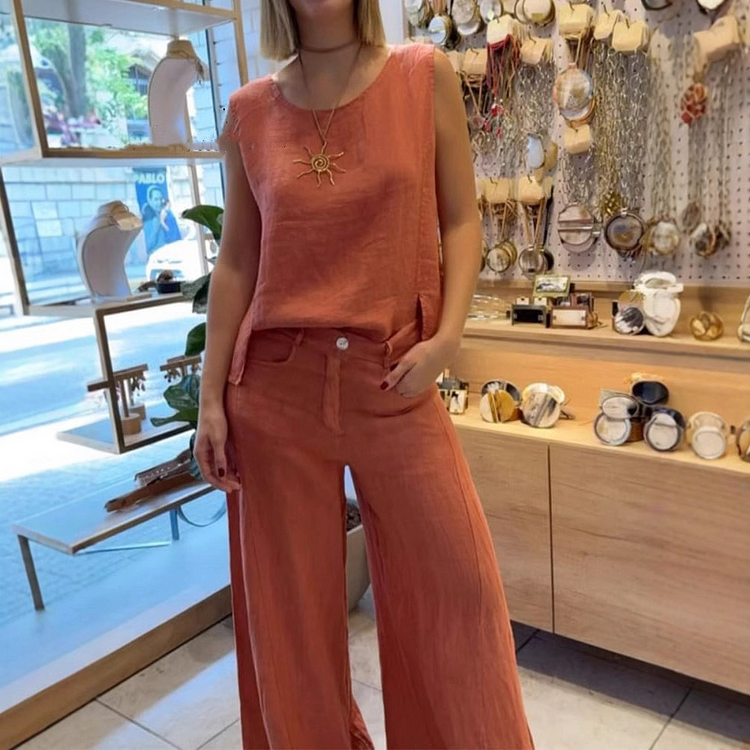 V-Neck Pants Suit Two-Piece Set