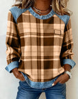 Plaid Patchwork Fashion Sweatshirt
