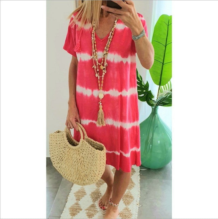 Tie-Dye Short-Sleeved Dress