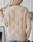 Chic Plaid Crew Neck Knit Sweater
