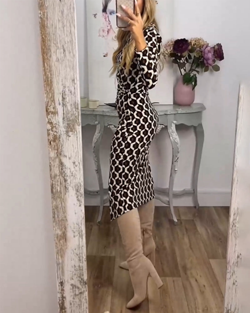 Fish scale print slit dress