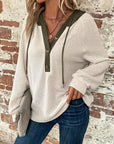 Long Sleeve Button Front Drawstring Hoodie