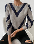 Geometric-Print Crew Neck Sweater