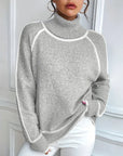 Turtleneck Fashionable Contrast Sweater