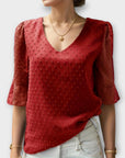 Blouse with Deep Neckline – Soft-Touch Statement Piece for Elegant Evenings or Weekend Styling