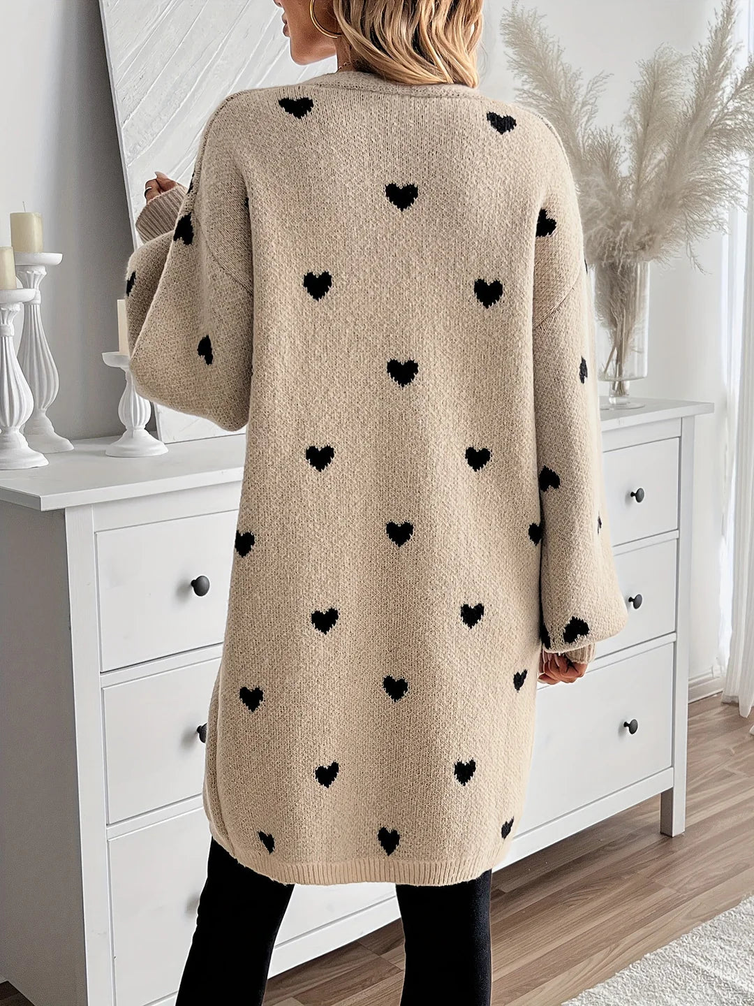 Julia Cozy Cardigan with Heart Pattern Design