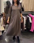 Casual Round Neck Solid Color Dress