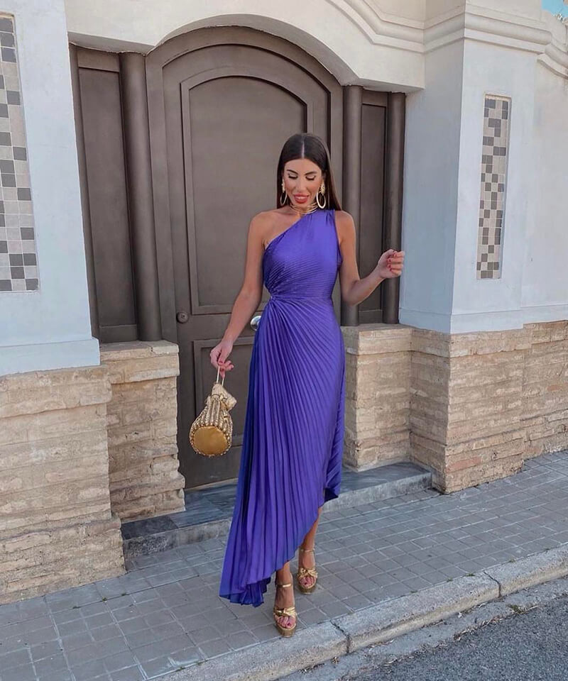 Elegant One-Shoulder Midi Dress