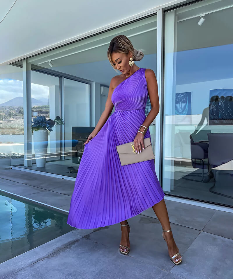 Elegant One-Shoulder Midi Dress