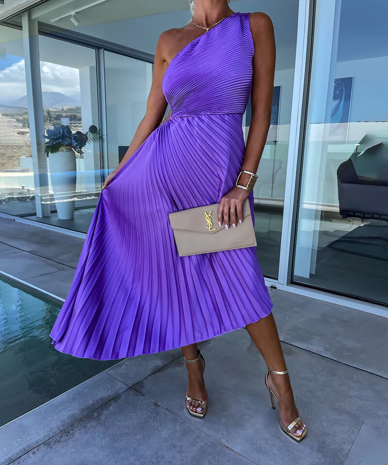 Elegant One-Shoulder Midi Dress