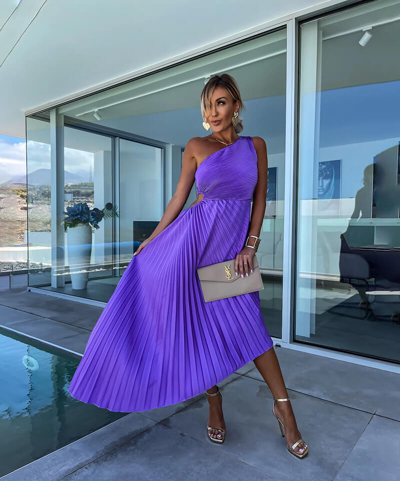 Elegant One-Shoulder Midi Dress