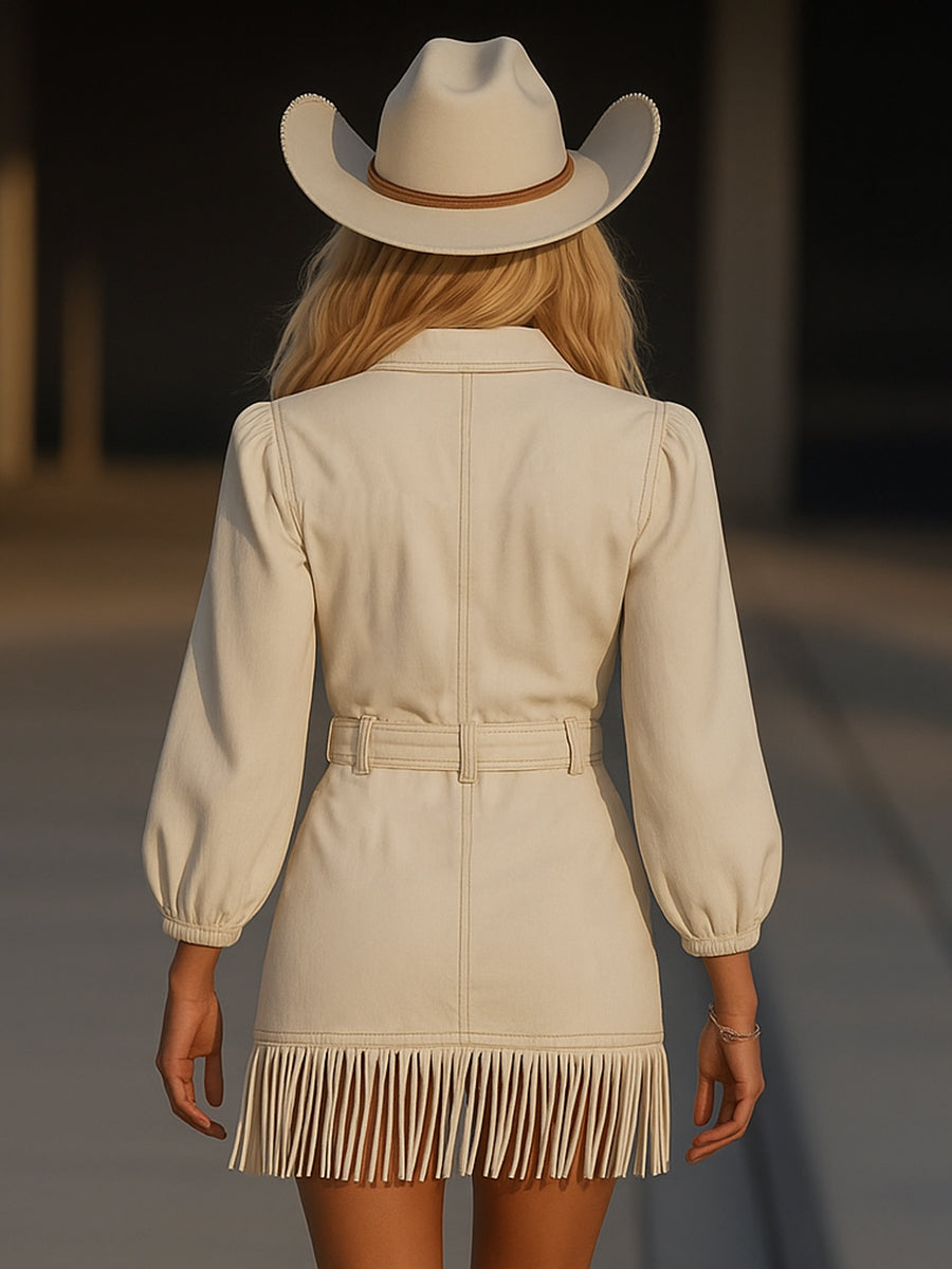 Elegant Mini Dress with Tassels