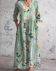 Chic Boho Floral Print Midi Dress