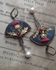 Red Pearl Dangle Earrings Vintage Style