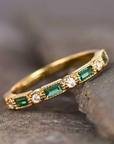Green Inlaid Zirconia Gold Ring