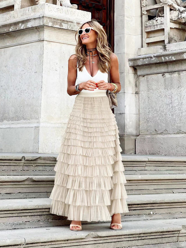 Flowy Layered Maxi Skirt for Women