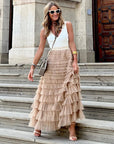 Flowy Layered Maxi Skirt for Women