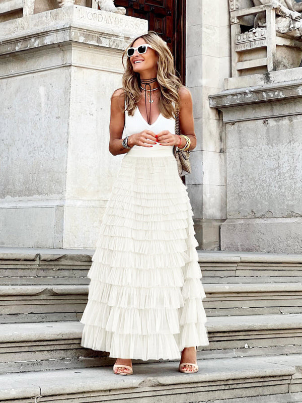 Flowy Layered Maxi Skirt for Women