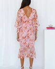 Bold Floral Pattern Midi Dress