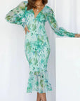 Bold Floral Pattern Midi Dress