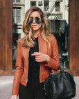 Elegant Leather Jacket with Custom Fit Feel